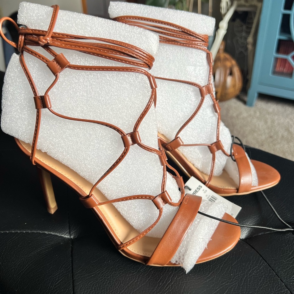 Express Tan Strappy Heels
